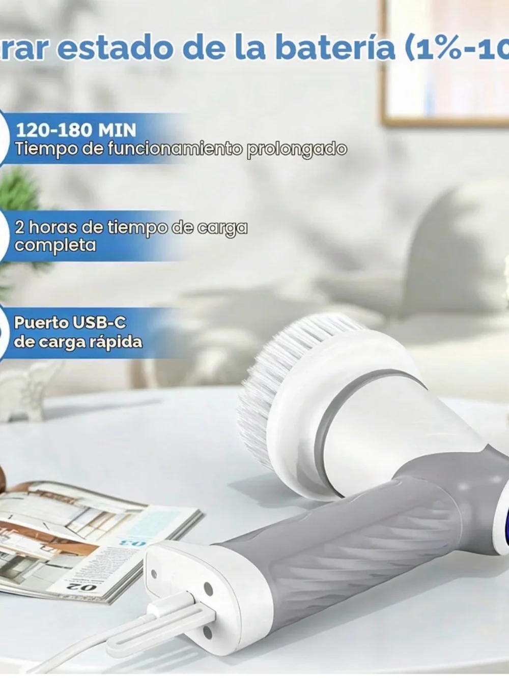 Electric Facial & Body Cleansing Brush for Men - White & Gray